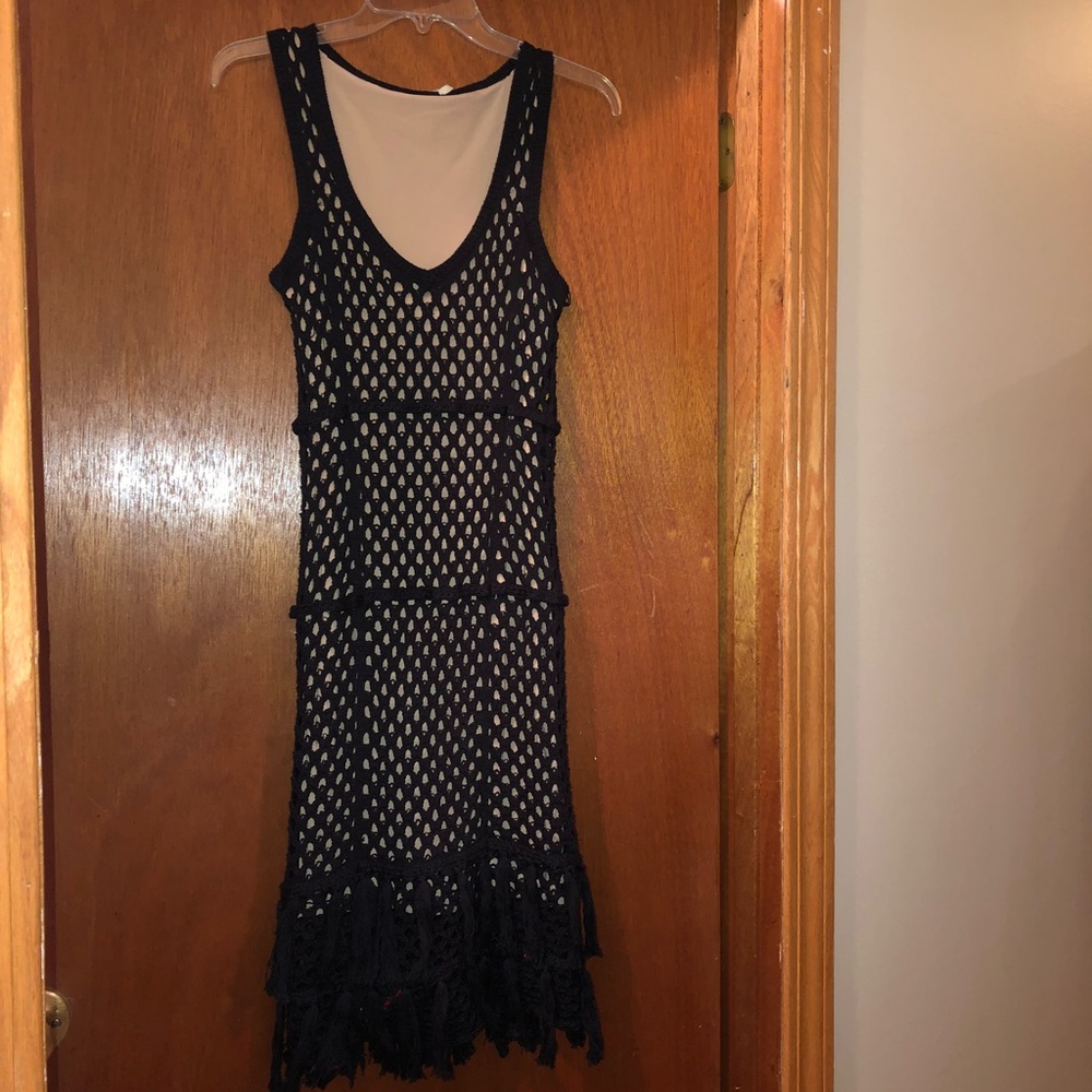 L’angece Crochet midi fringe dress